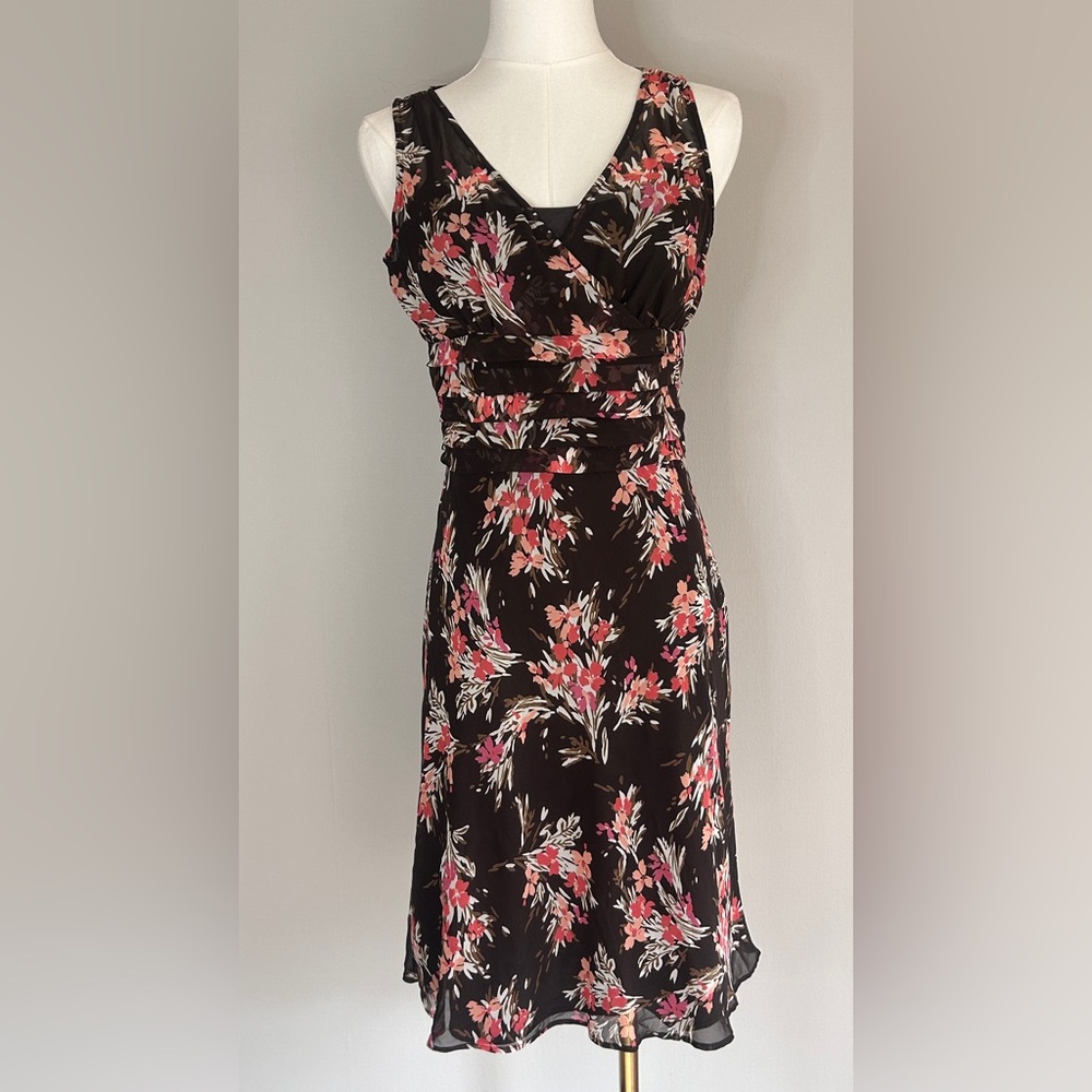 Y2K LOFT Babydoll Brown Sheer Overlay Dress Fairy Romantic Coquette 90s Size 2P - Picture 3 of 15